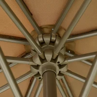 Outsunny Sonnenschirm mit doppeltem Dach, neigbar, mit Kurbel und kreuzförmigem Ständer aus Stahl und Polyester Ø 2,67 x 2,65H m braun(m-4)