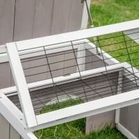 PawHut Haus Gehege für kleine Haustiere Schildkröte mit 2 Räumen Größe 91,5L x 61B x 33H cm - Fichtenholz(m-4)