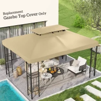Outsunny Ersatzdach für Pavillon Gartenpavillon Zelt 3 x 4 m Polyester Hochdicht 180 g/m² Beige(m-2)