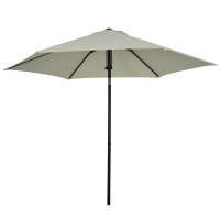 Outsunny Garten-Sonnenschirm neigbarer gerader Sonnenschirm mit manueller Drucköffnung mit Belüftung aus Metall Polyester mit hoher Dichte 180g/m² hellgrau