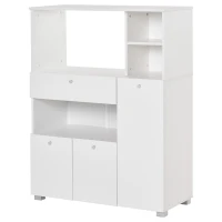 HOMCOM Mikrowellenmöbel Küchenschrank Küchenaufbewahrungsbuffet mit 2 Schränken, 4 Fächern, Schublade, 90L x 40B x 120H cm in Weißem Holz(m-6)