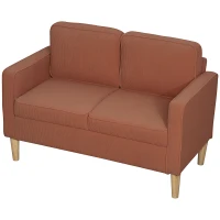 HOMCOM Sofa dwuosobowa z przestrzenią do przechowywania i solidnymi drewnianymi nogami, do salonu, sypialni, 117 x 63 x 79 cm, Różowy(m-1)