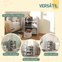 AIYAPLAY Estante para Brinquedos com 6 Caixas de Tecido não Tecido Amovíveis Organizador de Brinquedos para 43x30x60 cm Cinza(m-6)