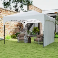 Outsunny Gartenpavillon Pop-Up Faltzelt mit abnehmbarer Seitenwand + Transporttasche aus Stahl und Oxford-Gewebe(m-2)