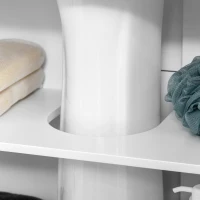 Kleankin Badezimmer-Unterschrank - Waschtischunterschrank - 2 gerillte Türen mit höhenverstellbarem Regal - Griffe aus Aluminiumlegierung - Maße 60L x 30B x 60H cm - MDF Weiß(m-4)