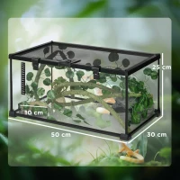 PawHut Reptilienbox Terrarium transparenter Deckel Schiebegitter Schwarz(m-3)