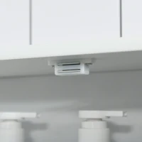 kleankin Wandspiegelschrank mit Spiegel für das Badezimmer - Hochschrank mit Spiegel - Toiletten-Aufbewahrungsschrank - 4 Türen, Regal - Weißes MDF-Glas(m-5)