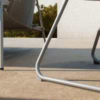 Outsunny Gartencouchtisch rund, Außentisch, Ø60 cm, verstellbare rutschfeste Gleiter, Epoxidmetall, Grau(m-5)