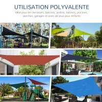 Outsunny Sonnensegel rechteckig 4 x 3 m Polyethylen hoher Dichte UV-Schutz mit Aufbewahrungstasche - Blau(m-4)