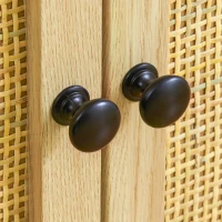 HOMCOM Hochwertiger Buffetschrank aus Holz und Rattan mit 2 Türen 80 x 39 x 101,8 cm, Natur(m-5)