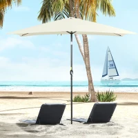 Outsunny Rechteckiger neigbarer Sonnenschirm aus Metall und hochdichtem Polyester 3 x 2 m Creme(m-2)