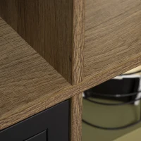 HOMCOM Industrielles Design-Bücherregal - Aufbewahrungsmöbel 3 Fächer 3 Schränke - Holzoptik mit schwarzen Metalltüren(m-4)