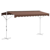 Outsunny Parasol Autoportant, inclinaison réglable, manivelle, structure en métal, résistant aux intempéries, 4x3m, Café(m-6)