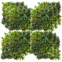 Outsunny 12 Pièces Haie Artificielle Mur Végétal 50x50 cm Protection UV Brise-vue Design Multi-feuilles Plante Artificielle pour Décoration de Jardin Extérieur(m-6)