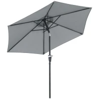 Outsunny Garten Sonnenschirm Hexagonal neigbar dim. Ø 2,3 x 2,16H m Metall Polyester grau(m-6)