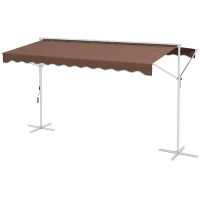 Outsunny Parasol Autoportant, inclinaison réglable, manivelle, structure en métal, résistant aux intempéries, 4x3m, Café(m-1)