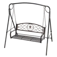 Outsunny Balancelle de Jardin Banc à Bascule pour le Jardin Balancelle Extérieure, Design Vintage, Finition en Laiton, 167 cm x123 cm x 175cm(m-6)