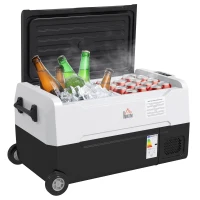 HOMCOM Tragbare elektrische Auto-Kühlbox mit 2 Fächern - 30,5 L Kapazität, LED-Licht, bis zu -20°C(m-6)