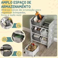 AIYAPLAY Estante para Brinquedos com 6 Caixas de Tecido não Tecido Amovíveis Organizador de Brinquedos para 43x30x60 cm Cinza(m-4)