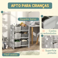 AIYAPLAY Estante para Brinquedos com 6 Caixas de Tecido não Tecido Amovíveis Organizador de Brinquedos para 43x30x60 cm Cinza(m-5)