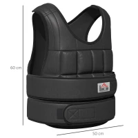 HOMCOM 30 kg Gilet de Poids Gilet d'Entraînement avec 35 Sacs de Poids Réglable Entraînement de Force Fitness Oxford Métal Noir 60 x 50 cm(m-3)