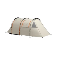 Outsunny Tente de Camping pour 4-5 Pers., fenêtres occultables, étanche, 180H x 460L x 230l cm, Kaki/Orange(m-1)