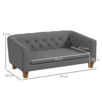 PawHut Hundesofa für kleine und mittelgroße Hunde mit weichem abnehmbarem Kissen, einfacher Installation, 96 x 60 x 42 cm grau(m-3)