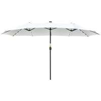 Outsunny Parasol LED Solaire 4,5m Parasol Double Jardin Parasol de marché Parasol de terrasse Ovale Noir+Blanc Crème