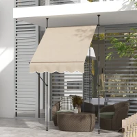 Outsunny Freistehender manueller einziehbarer Markisenstore 1,5L x 1,2B x 2,1-3H m verstellbare Neigung Metall Aluminium Polyester Sand(m-2)