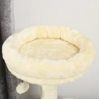PawHut Katzenbaum Kletterbaum Kratzbaum Höhe 171 cm mit 2 Höhlen 6 Plattformen 2 hängenden Bommeln beige(m-5)