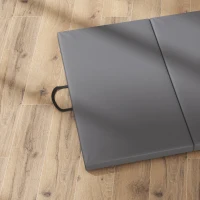 HOMCOM Gymnastikmatte Yoga Pilates Fitness faltbar in 4 mit Griffen synthetischer Bezug 240 x 120 x 5 cm Grau(m-5)