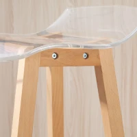 HOMCOM Set mit 2 zeitgenössischen Design Barhockern transparenter Acrylsitz mit Fußstützen - 39B x 44T x 78H cm(m-5)
