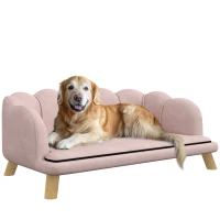 PawHut Canapé pour Animaux de Compagnie pour chiens de taille moyenne et grande jusqu'à 25 kg, en bois solide, rembourré, Rose(m-6)