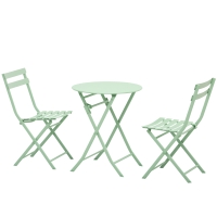 Ensemble de mobilier de jardin Outsunny pour 2 personnes Set de bistro avec 2 chaises pour la cour jardin pliable Vert
