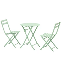 Ensemble de mobilier de jardin Outsunny pour 2 personnes Set de bistro avec 2 chaises pour la cour jardin pliable Vert(m-1)