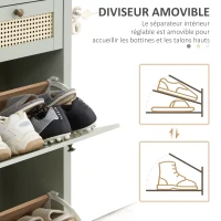 HOMCOM Schuhschrank im boho-chic Stil Wassergrün Rattanoptik(m-4)