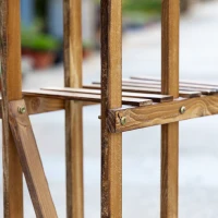 Outsunny Blumenregal aus Holz Pflanzenständer Blumenständer 6 Regale - Maße 98L x 28B x 95H cm - Verkohltes Kiefernholz für Innen Garten Terrasse Balkon(m-5)