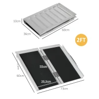 HOMCOM Rollstuhlrampe Laderampe Zugangsrampe rutschfest Klappbar mit Sicherheitsrändern silber Schwarz(m-3)
