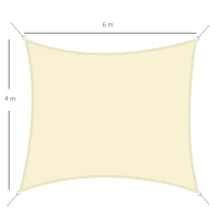 Outsunny Rechteckiges Sonnensegel 6L x 4B m Polyester Hochdichte 160 g/m² Creme(m-3)