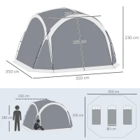 Outsunny Familien-Dome-Campingzelt für 6-8 Personen mit 4 Reißverschlusstüren, abnehmbarem Oxford-Stoff, Lampenhaken(m-3)