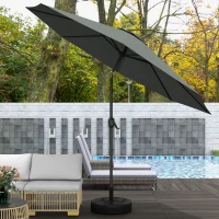 Outsunny Garten Sonnenschirm Balkonschirm Neigbar Ø 3 m aus Metall Rund Polyester 180g/m² neigbar Kurbel Dunkelgrau(m-5)