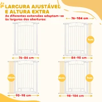 PawHut Barreira de Segurança para Cães com Largura Ajustável 76-104 cm  2 Extensões para Escadas e Portas 76-104x104 cm Branco(m-5)