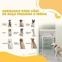 PawHut Barreira de Segurança para Cães com Largura Ajustável 76-104 cm  2 Extensões para Escadas e Portas 76-104x104 cm Branco(m-4)