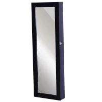 HOMCOM Wand-Schmuckschrank mit zeitgemäßem Design und Spiegel 37B x 10T x 112H cm Schwarz(m-6)