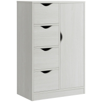 HOMCOM Aufbewahrungsschrank Sideboard Kommode modern 1 Schrank und 4 Schubladen - aus Holz - für Wohnzimmer, Küche, Eingangsbereich, Esszimmer - weiß