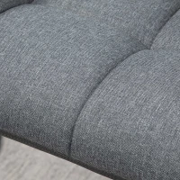 HOMCOM Lot de 2 Tabourets de Bar au Design Rétro Réglables en Hauteur en Simili Cuir et en Tissu Aspect Lin Gris + Noir(m-5)