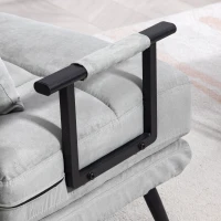 HOMCOM Schlafsessel 3-in-1 Einzelbett mit 5-fach verstellbarer Rückenlehne, Armlehnen und Kissen, Samt-Effekt, Grau(m-4)