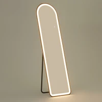 HOMCOM Volledige Lichaamsspiegel, 150 x 40 cm, Vrijstaande Spiegel met Dimbare LED-verlichting voor Woonkamer, Slaapkamer(m-10)