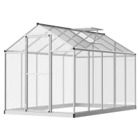 Outsunny Gewächshaus 3 x 2 m Aluminium Polycarbonat 5,5 m² Fundament Lüftungsfenster Tür mit Riegel(m-6)