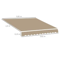 Outsunny Ersatzmarkise für Markisen - Saum mit weichen Wellen - Hochdichtes 280 g/m² UV-beständiges Polyesterstoff 3,82 m x 2,4 m (vorspringend) Café Latte(m-3)